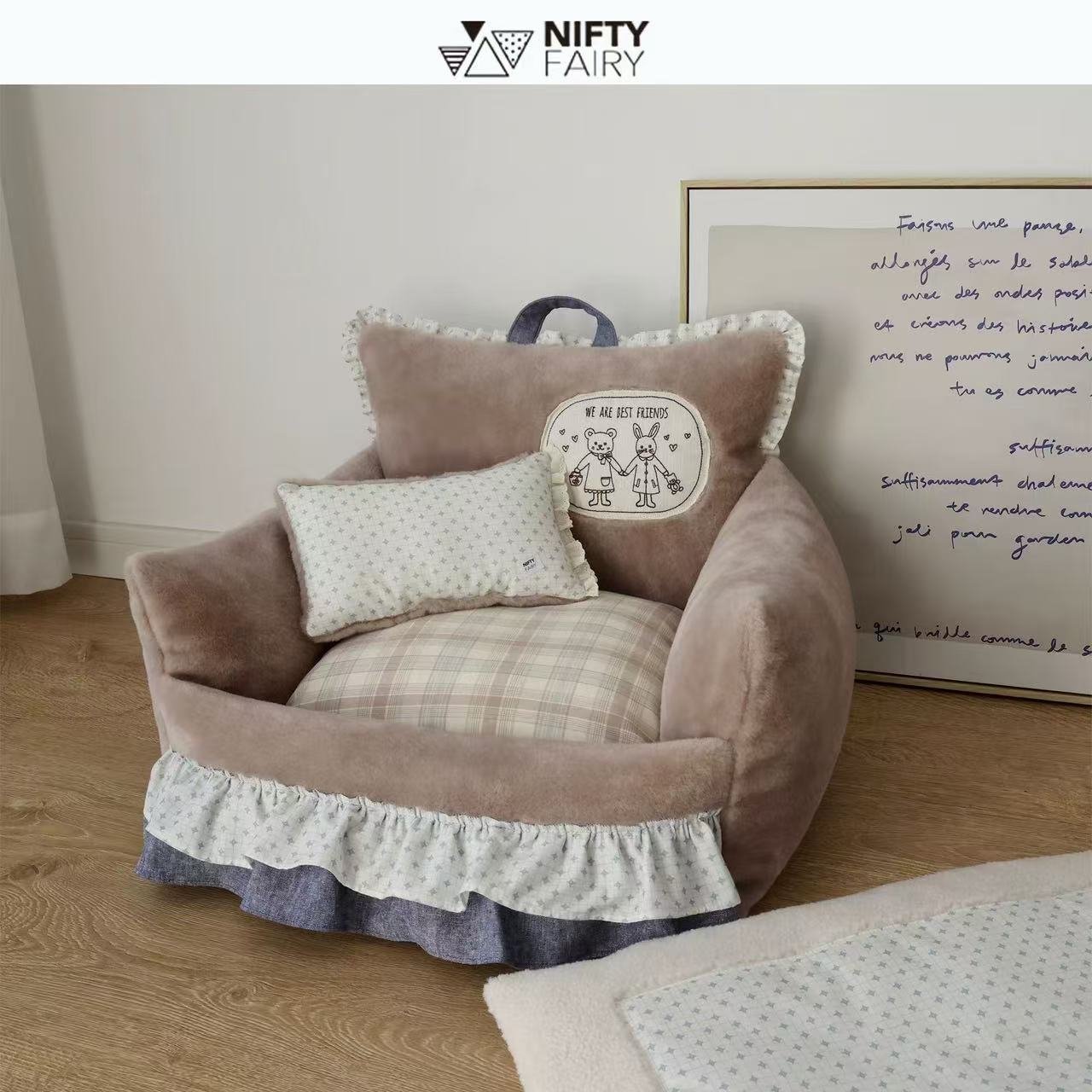 Nifty Fairy Brown Sofa Bed with Lace Edge