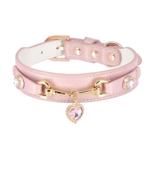 Arkika Leather Collar with Heart Pedant