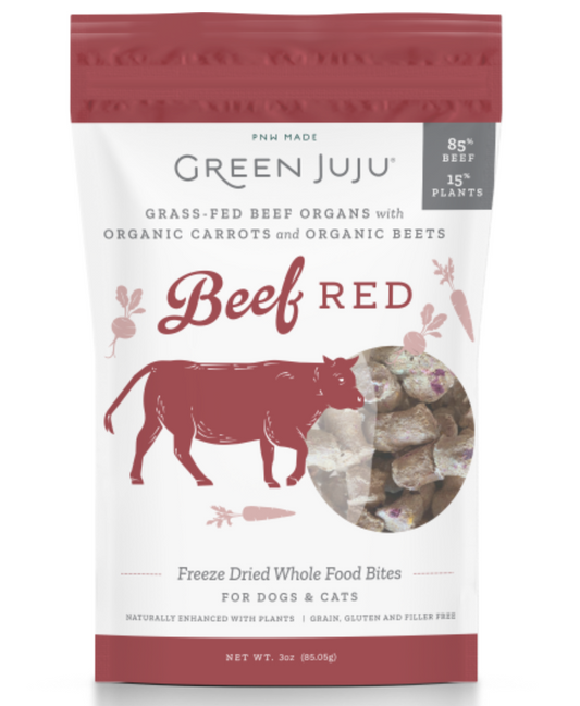 Green Juju Dog/Cat FD Whole Food Bites Beef Red