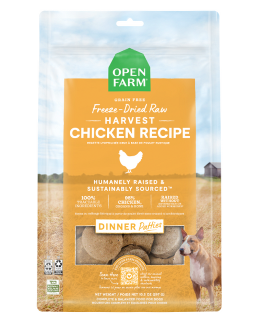 Open Farm Dog Freeze-Dried Raw Harvst Chicken Patties