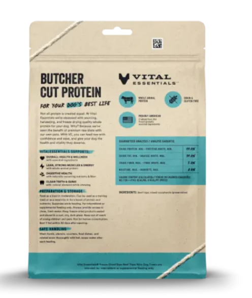Vital Essentials - Dog GF Freeze Dried Food - Beef Tripe Nibblers 14 oz
