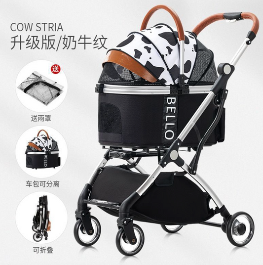 Bello Pet Stroller- Cow stria