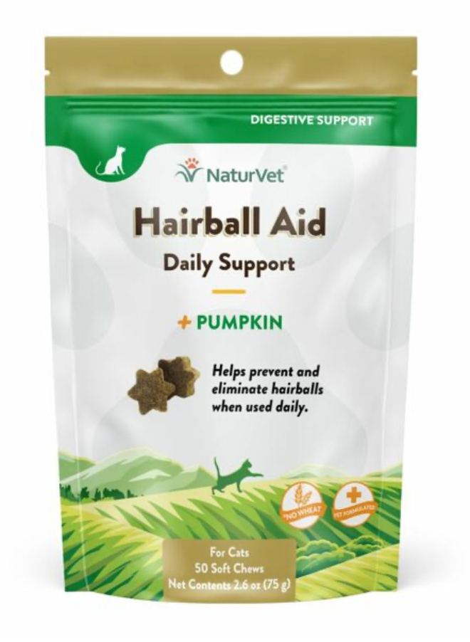 NaturVet Soft Chew Hairball Pumpkin 50CT | Cat