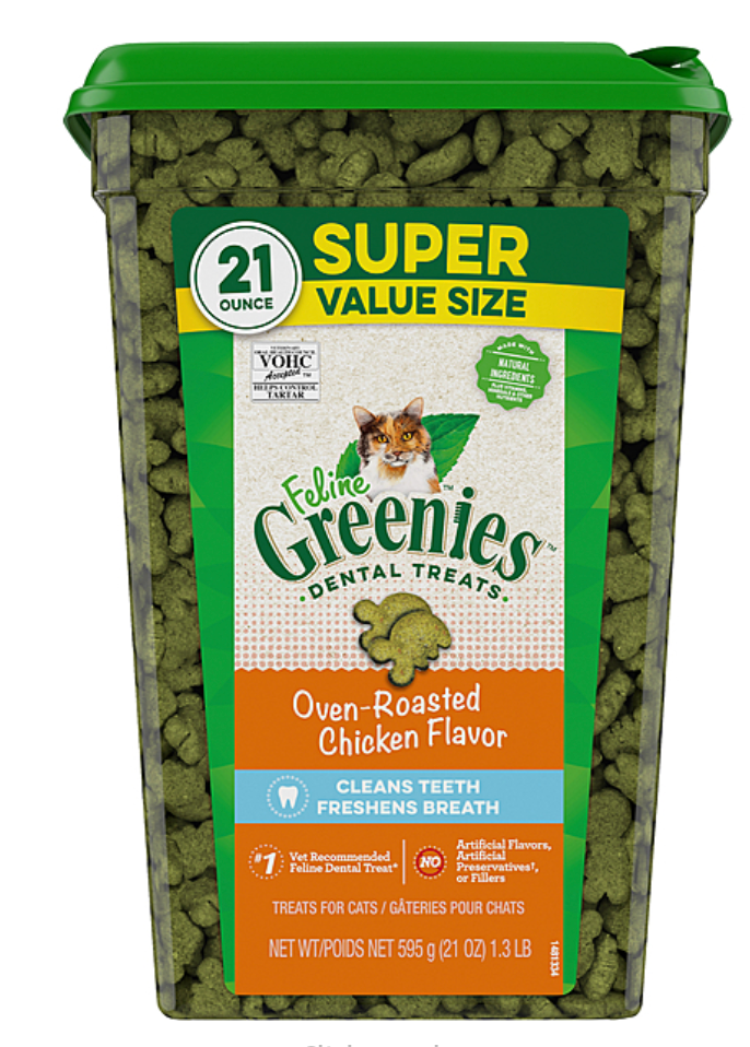 Greenies Dental Treat Oven Roasted Chicken 21OZ (2) | Cat