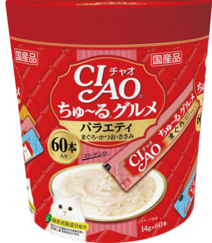 CIAO Tuna, Bonito & Chicken Flavored Cat Treat Stick