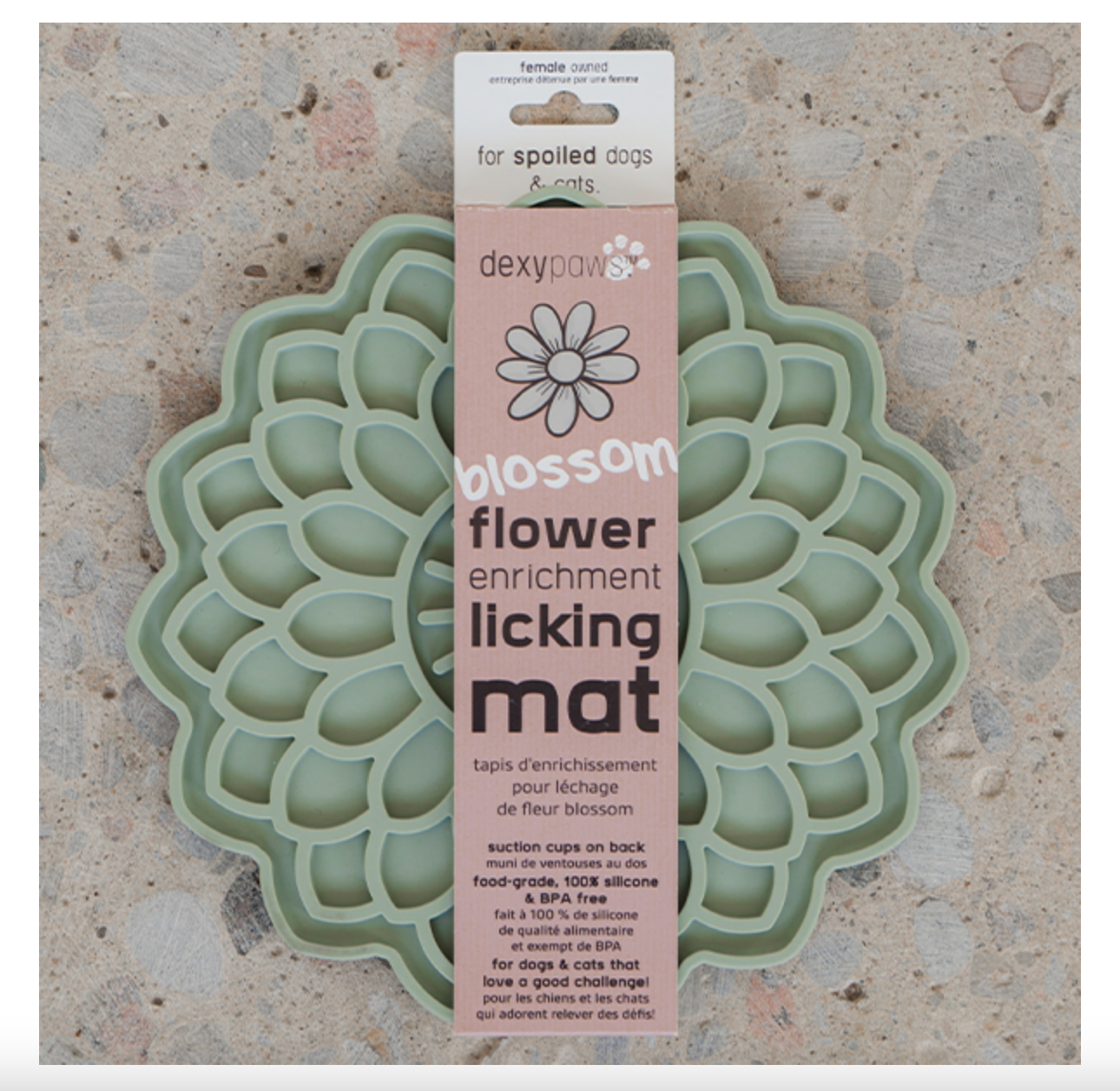 Dexypaws Dog Enrichment Lick Mat Blooming Blossom SageGreen