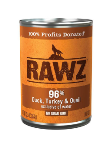 RAWZ Dog 96% Duck, Turkey and Quail 354g