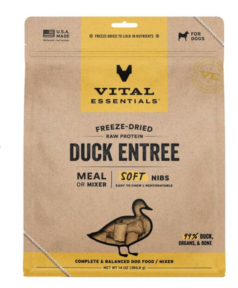 Vital Essentials FD Raw Duck Entree & Mixer Soft Nibs 14OZ