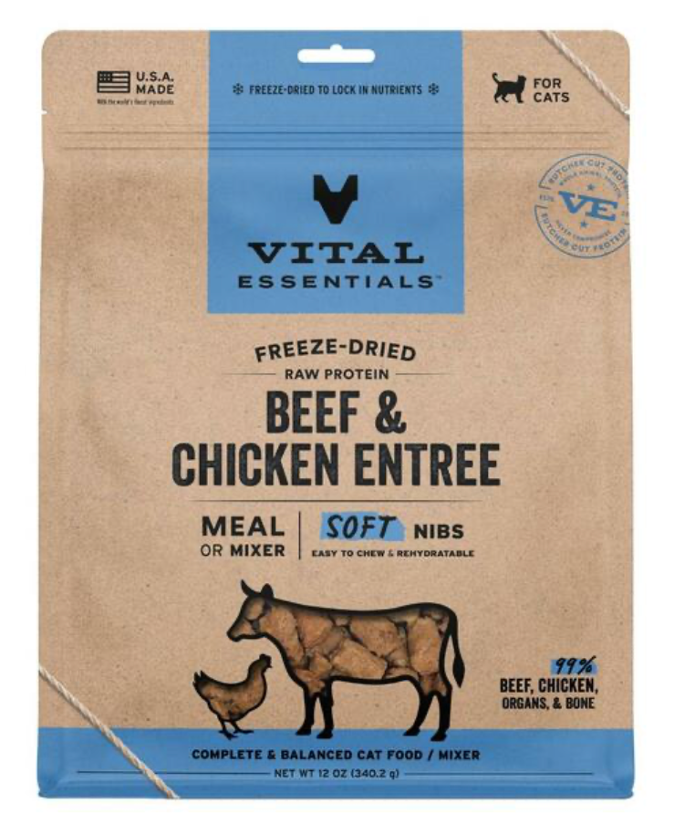Vital Essentials FDRaw BeefChickenEntree&Mixer SoftNibs Cat