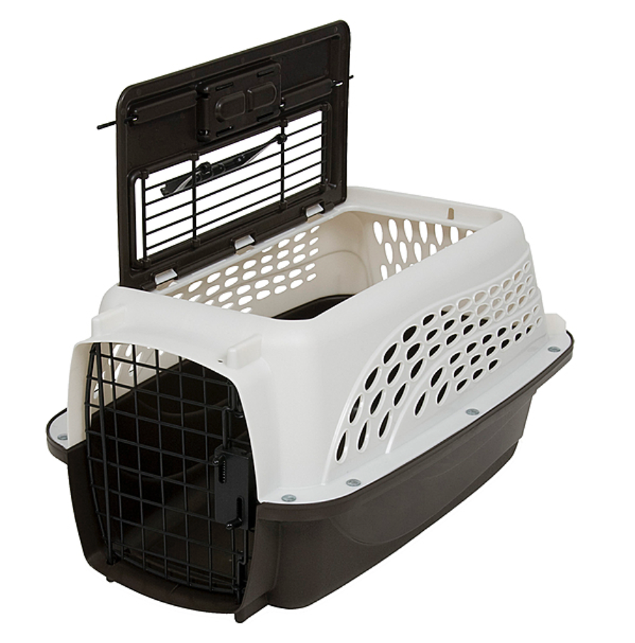 2 Door Top Load Kennel White & Coffee 19"