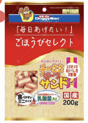 DoggyMan cheese in beef & chicken meat sticks for dog