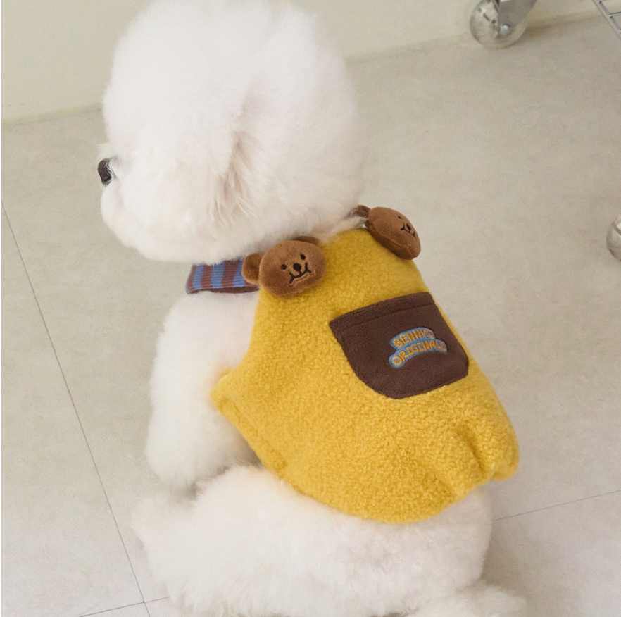 Bennys Teddy Fleece Vest – Yellow Bear Pocket Pet Jacket