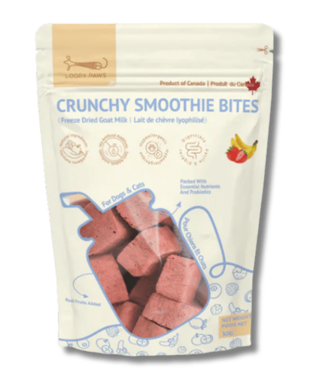 Loopy Paws - Treats - Freeze-Dried - Crunchy Smoothie Bites - Strawberry Banana - 30g