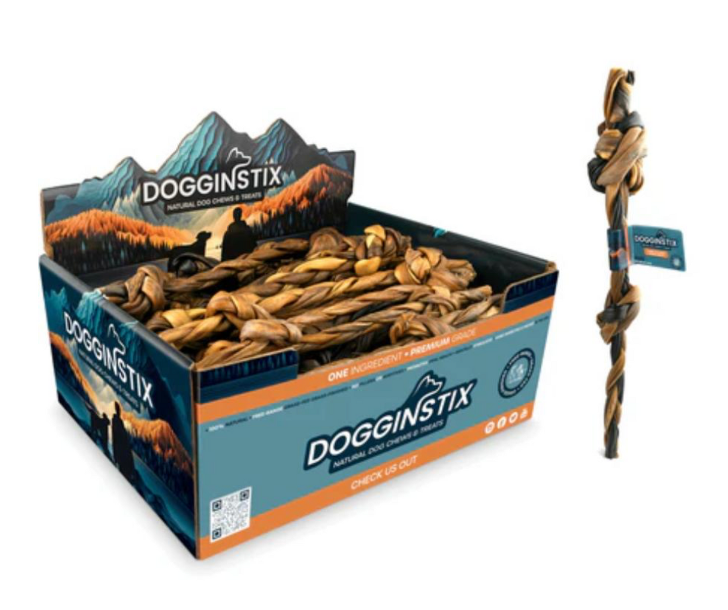 DOGGINSTIX Braided Lamb Collagen Double Knots 25ct