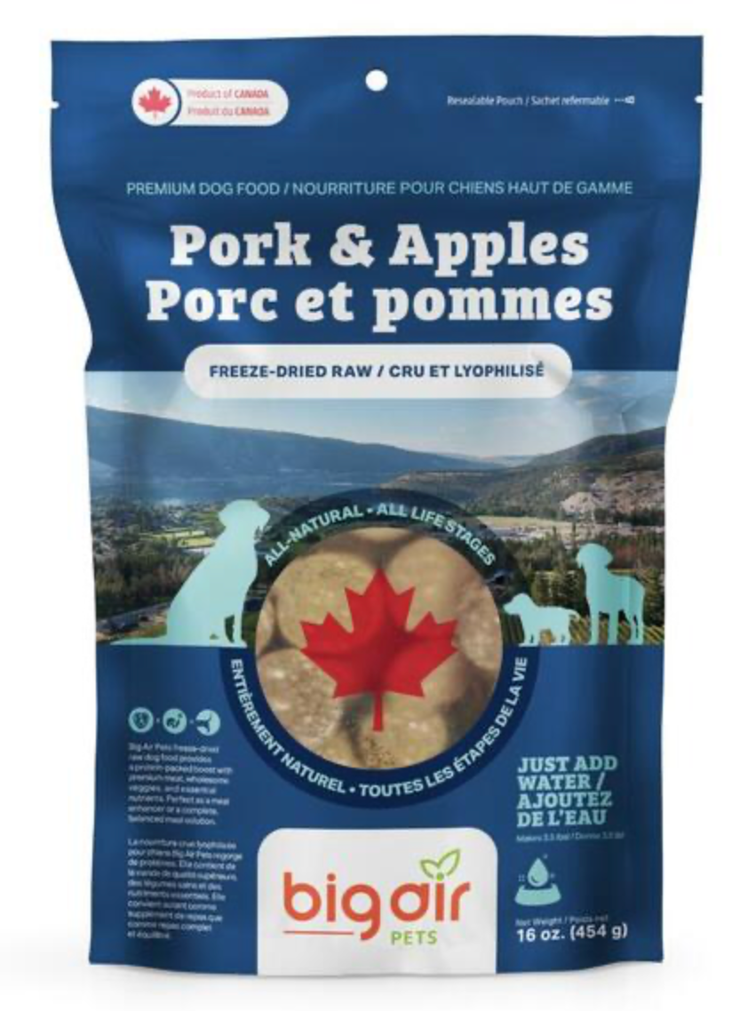 Big Air Pets Freeze Dried Raw Pork & Apples 454GM