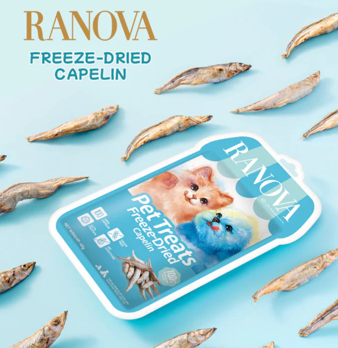 Ranova freeze dried capelin 40g