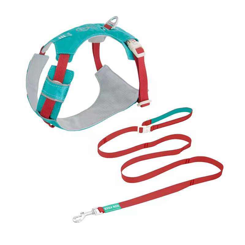 ZOOLAND Dog Harness & Leash Set Turquoise & Red