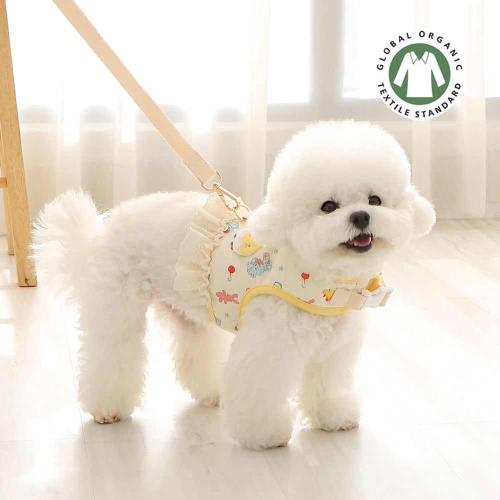 ITS DOG Organic Cotton Ruffle Harness Dress with leash