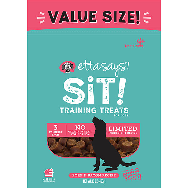 Treat Planet Etta Says! Sit! Training Treats Bacon Recipe 16OZ