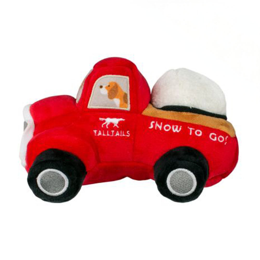 TALL TAILS Red Truck with Snowball Squeaker Dog Toy 31742