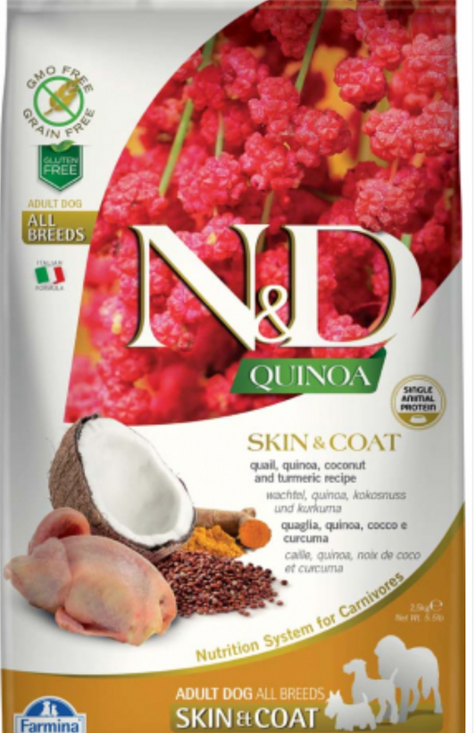 FARMINA ND Dog Quinoa SKIN+COAT QUAIL All Breed