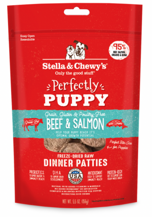 Stella&Chewys Dog freeze-dried  Perfectly Puppy Beef&Slmn Patties