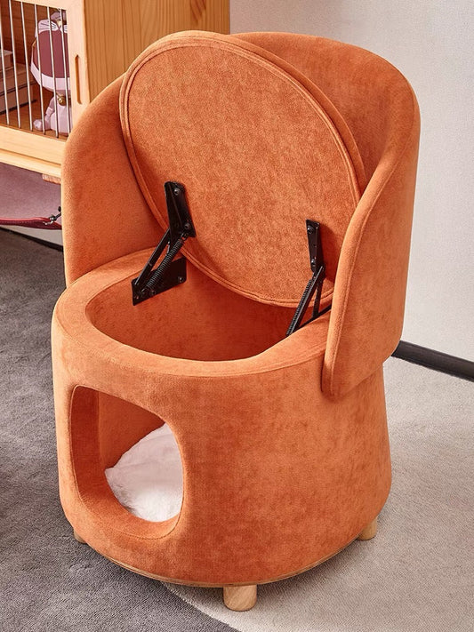 EGAFEI Convertible Velvet Chair With Pet Bed