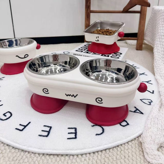 Double-layer stainless steel pet bowl