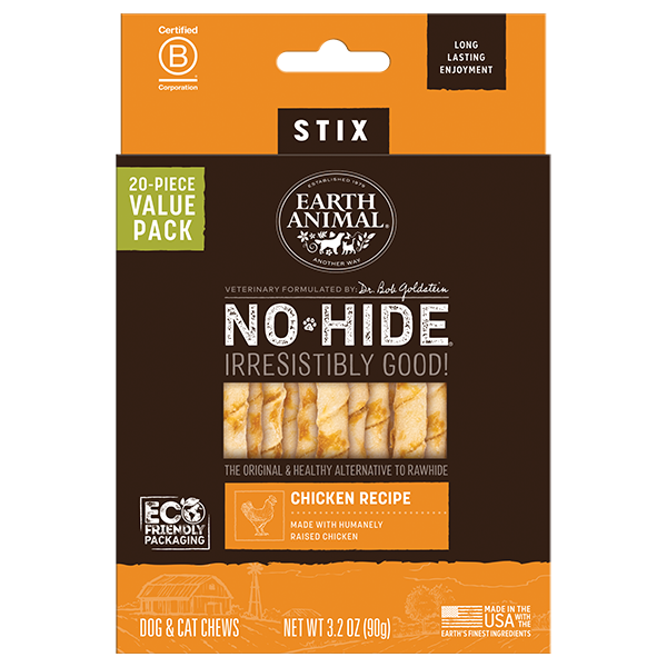 Earth Animal No-Hide Chicken Stix for Dogs & Cats - 20 Pack