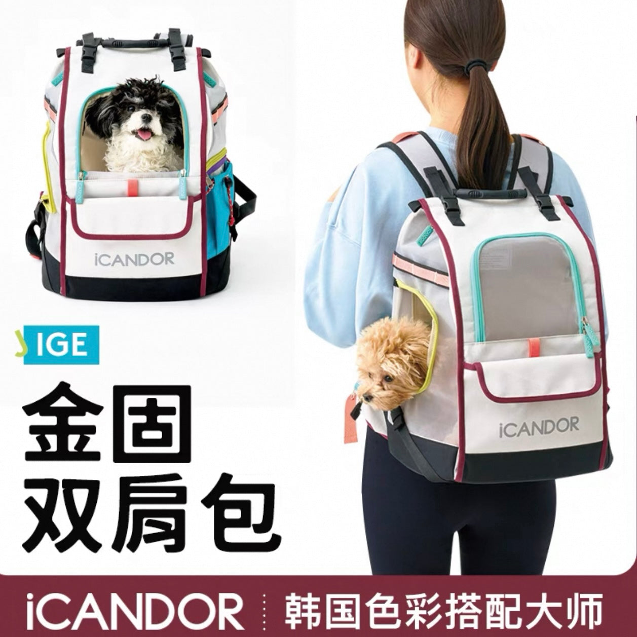 Icandor pet bag- grey color