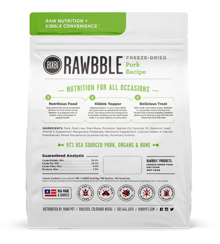 BIXBI -Dog Freeze Dried Rawbble - Pork