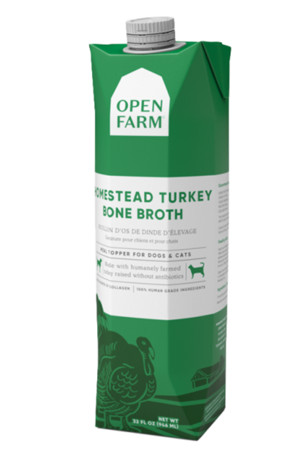 Open Farm Dog/Cat Bone Broth Topper Homestead Turkey 12 oz