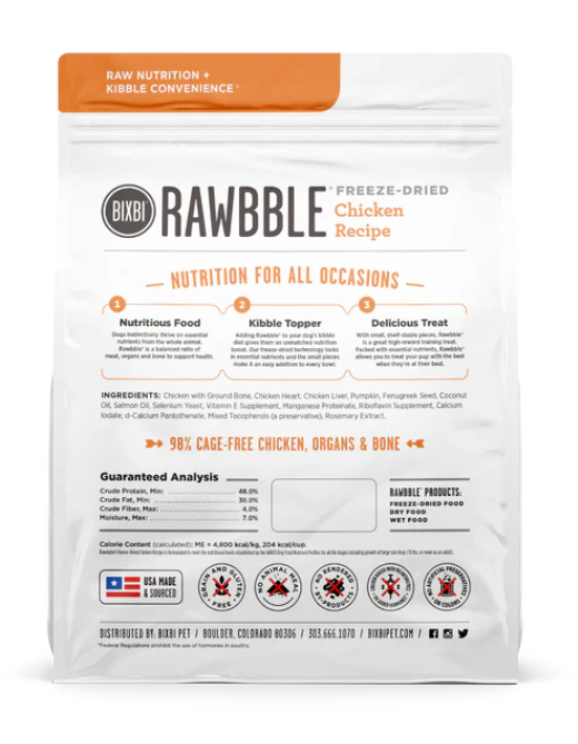 BIXBI -Dog  Freeze Dried - Rawbble - Chicken