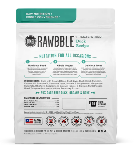 BIXBI -Dog Freeze Dried - Rawbble - Duck