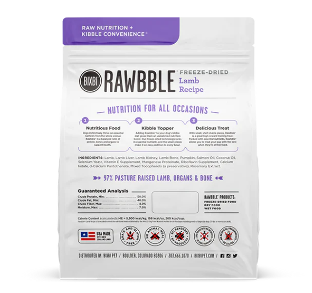 BIXBI - Dog Freeze Dried - Rawbble - Lamb