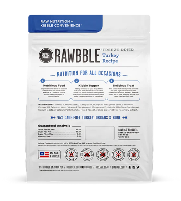 BIXBI - Dog Freeze Dried Rawbble - Turkey