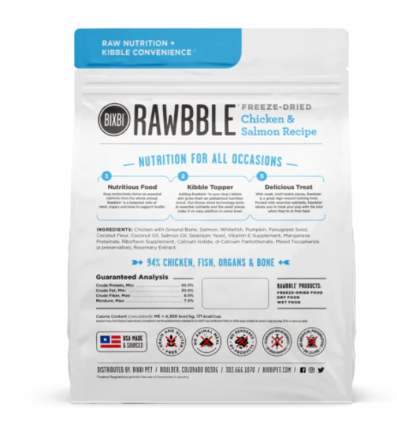 BIXBI - Dog Freeze Dried - Rawbble - Salmon & Chicken