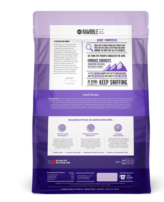 BIXBI - Dry Food for Dog - Rawbble - Lamb