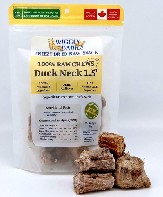 Wiggly babies Duck Neck Freeze Dried Raw