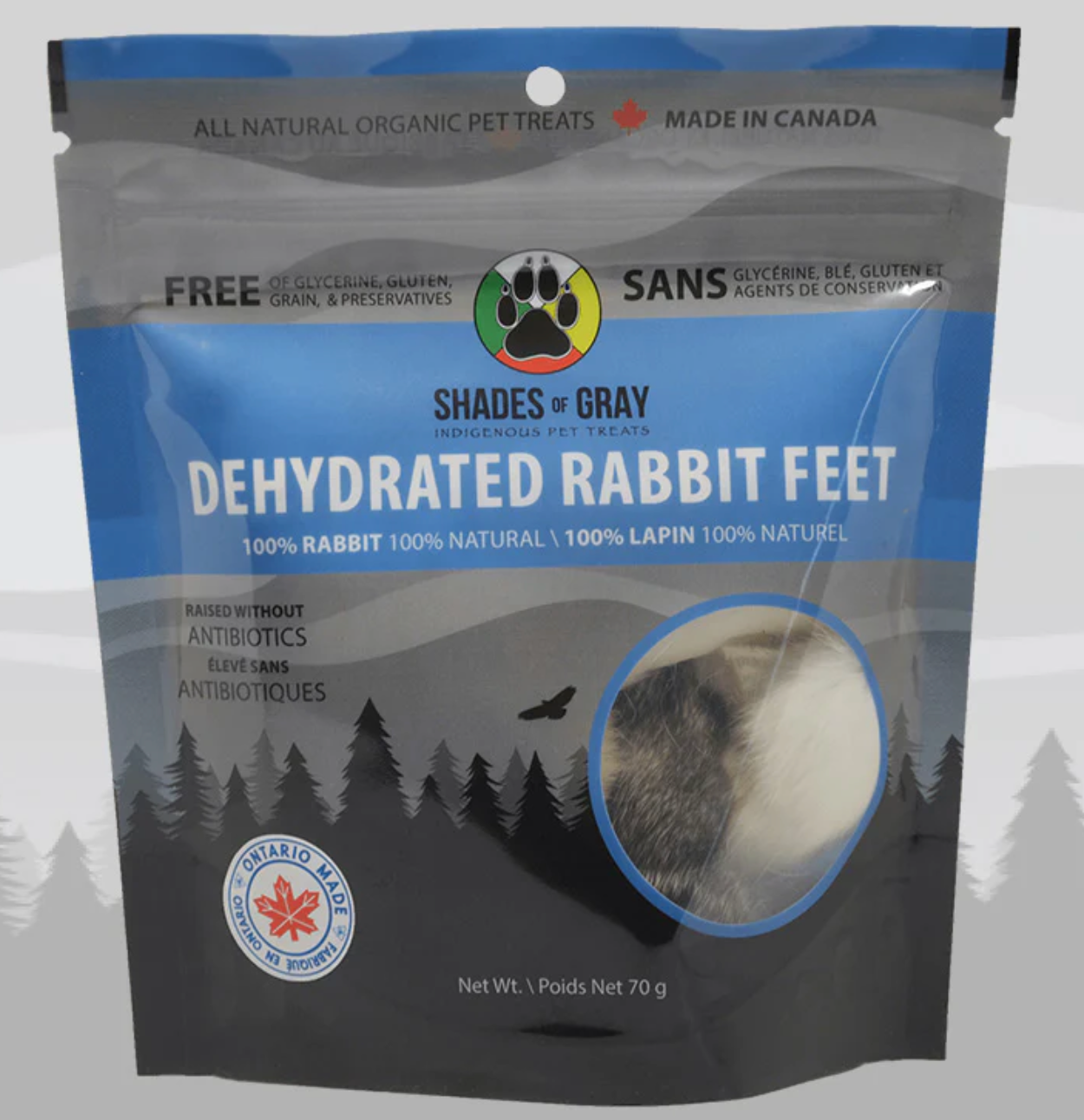 Shades of Gray Dehydrated Rabbit Feet Pet Treats