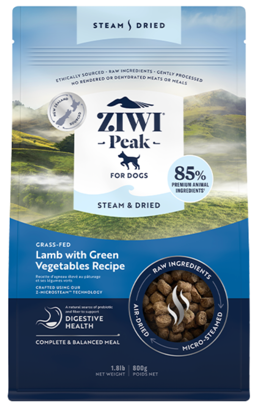 ZIWI Peak Dog Steam-Dried Lamb w/Green Vegetables 800g