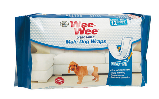 FOUR PAWS | Wee-Wee Disposable Male Wraps  XSmall/Small12PK