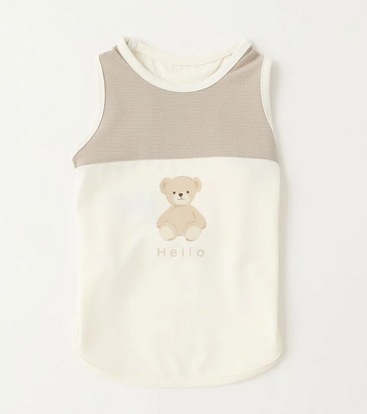 Moncheri Cold Bicolor Mesh Bear Sleeveless Tops