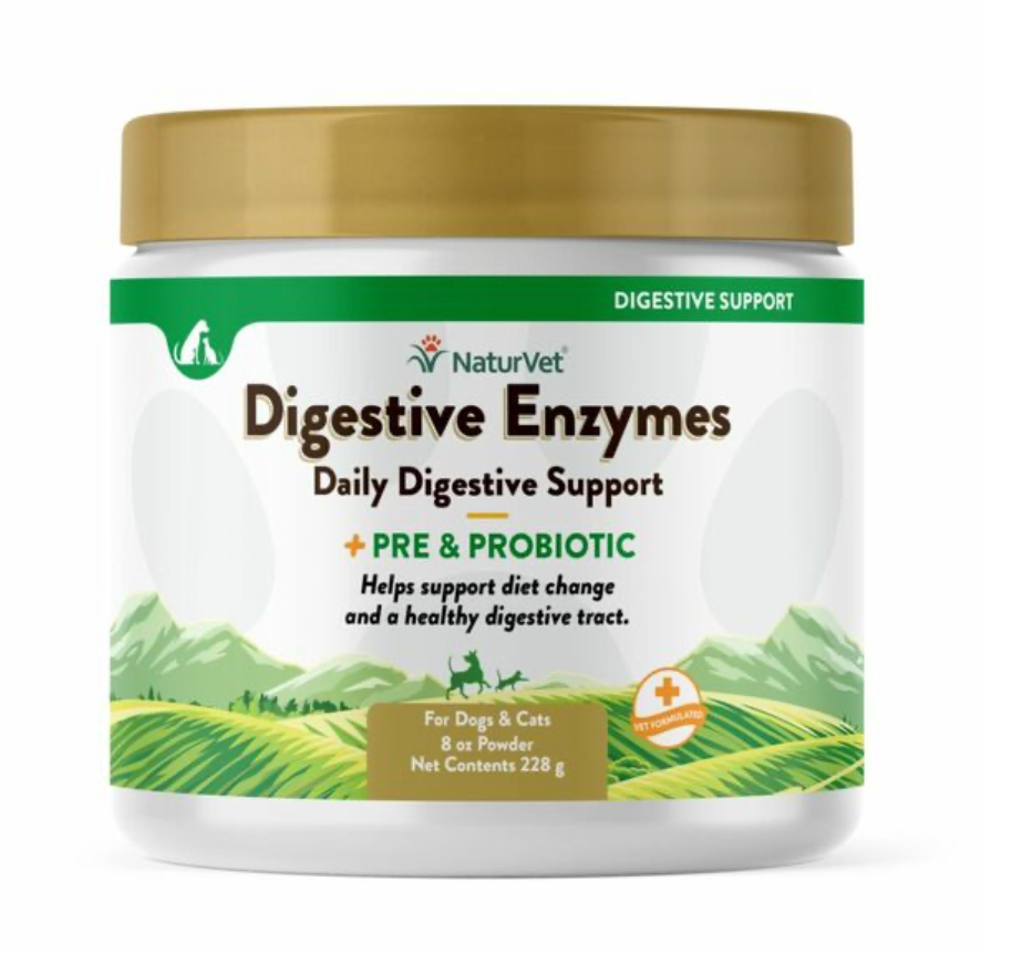 NaturVet Digestive Enzymes + Probiotics Powder 8OZ