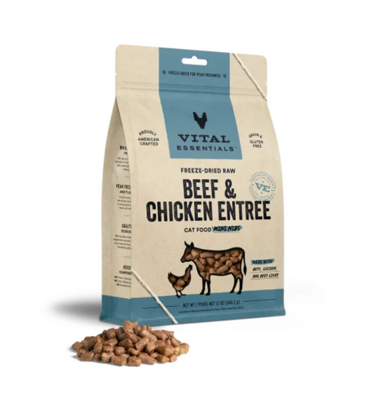 Vital Essentials - Freeze-Dried Raw Beef & Chicken Entree Cat Food Mini Nibs 120Z