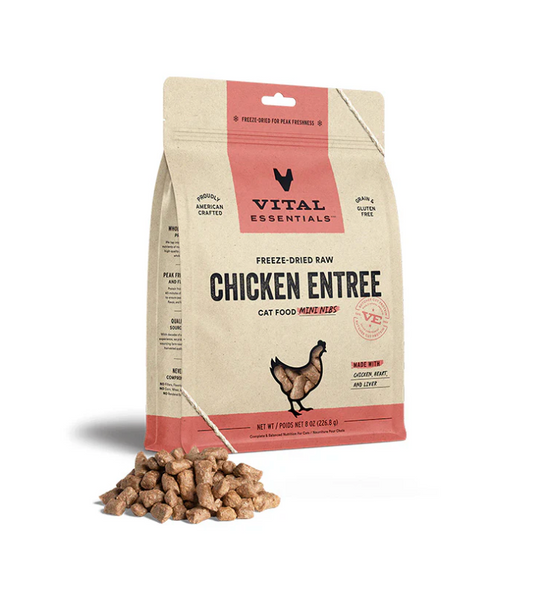 Vital Essentials -Freeze-Dried Raw Chicken Entree Cat Food Mini Nibs 8 oz