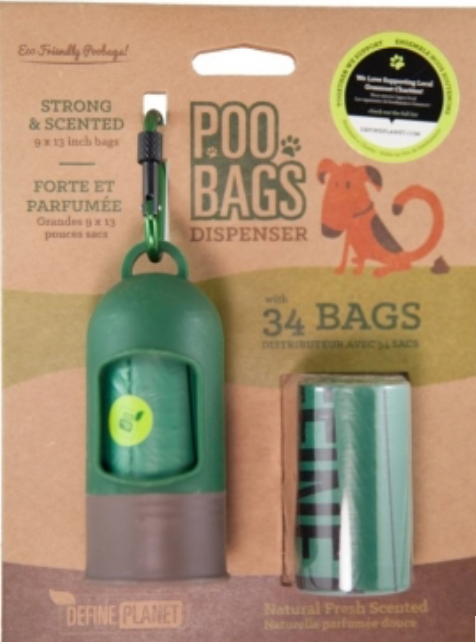 DEFINE Planet POO BAGS Leash Dispenser with 34 bags