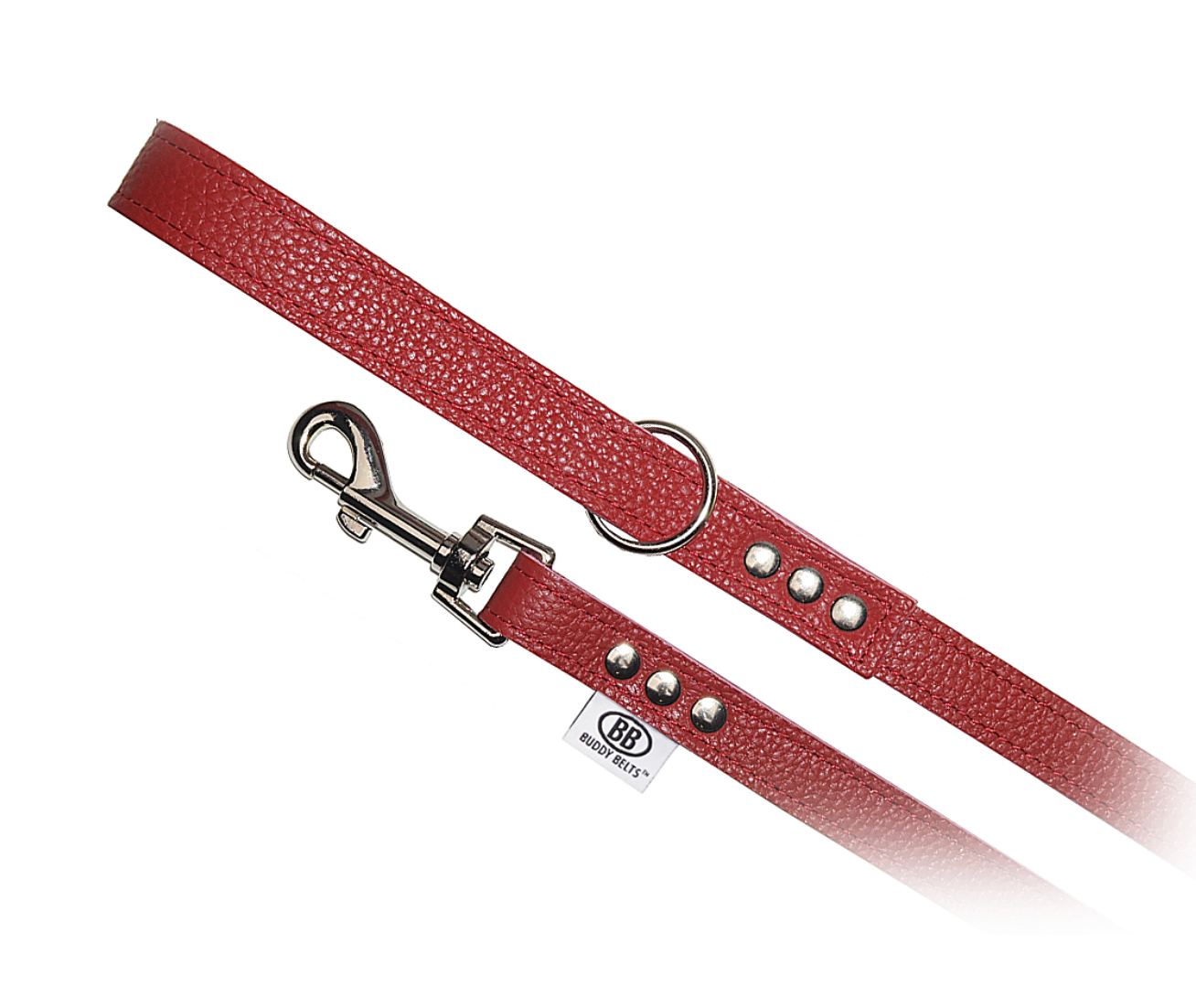 Buddy Belts All Leather Leashes – Permanent red with crystal