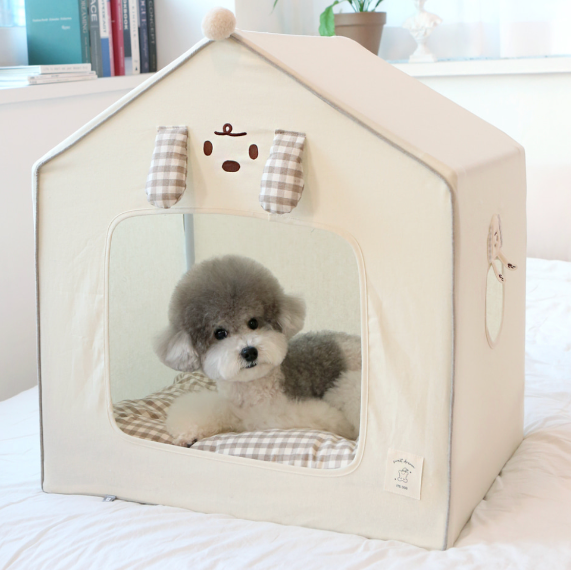 Its dog beige tent bed- L