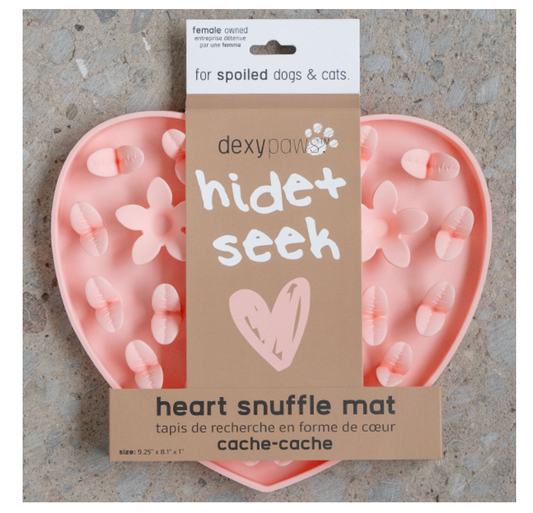 Dexypaws Dog Enrichment Snuffle Mat Heart Blush Pink